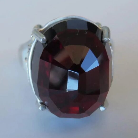 Huge Natural Garnet Dome Ring Reverse Set In Sterling Silver 22.94ct, Size 7 - Picture 4 of 12